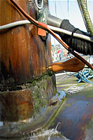 Decaying mast foot of sailing yacht.